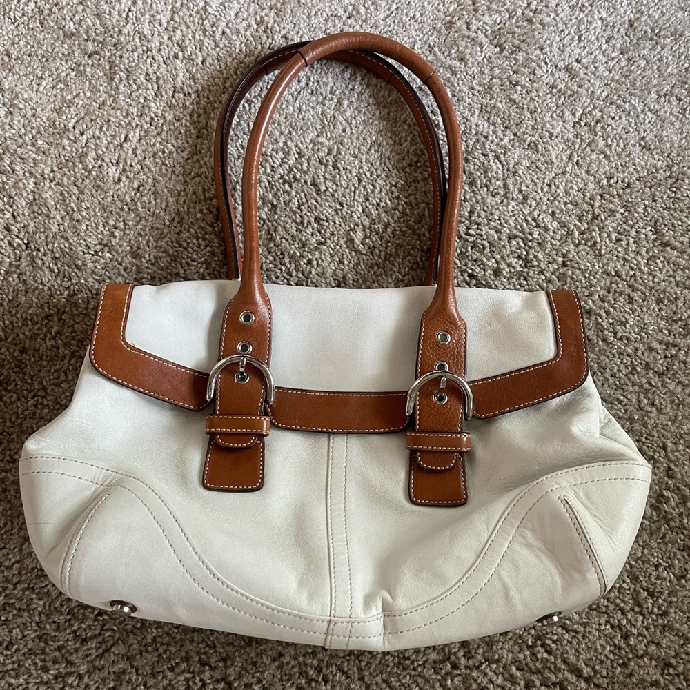 Coach 9636 Hampton Leather Soho Satchel - White -